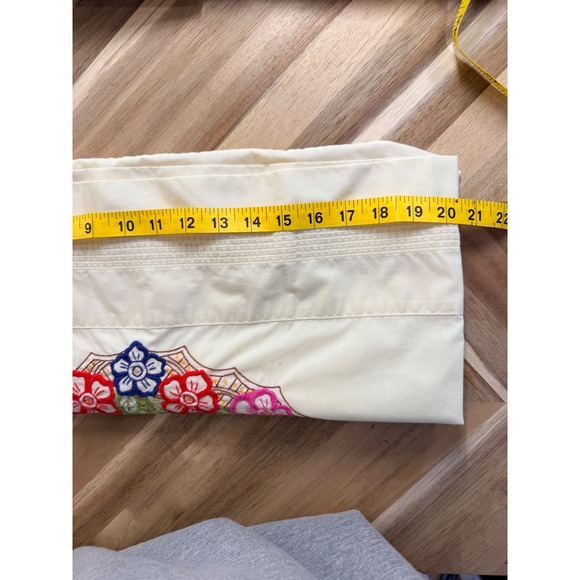 VTG Sears Perma Percale Full Flat Sheet+Pillow Case Embroidered Floral Cottage - Picture 2 of 8